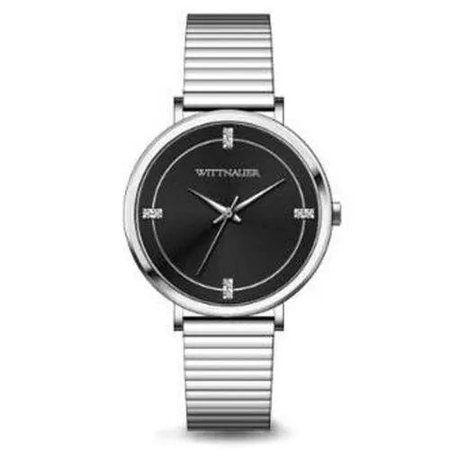Wittnauer WN4114 Diamond Accent Black Tie Collection Silver Tone Women`s Watch
