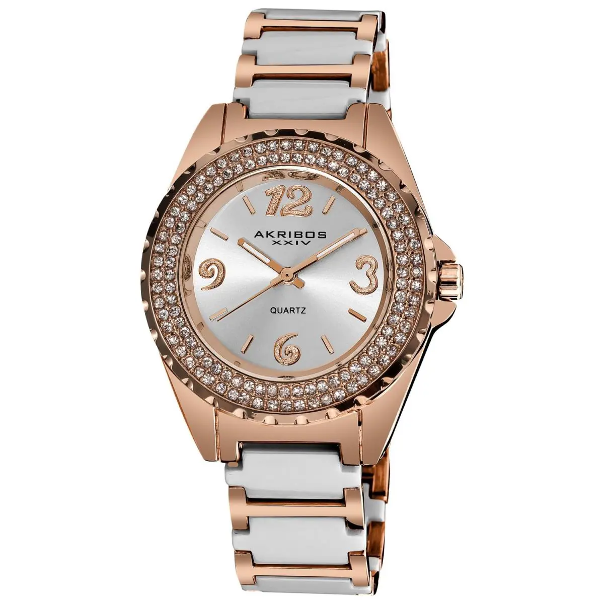 AS8036WTR Crystal Accented Ceramic Bracelet Womens Watch by August Steiner