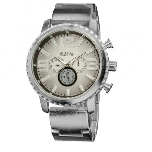 Men`s AS8067SS Multi-function Gradient Dial Quartz Watch by August Steiner