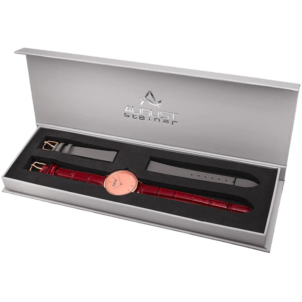 Women`s  AS8206RG-BX Quartz Leather Extra Strap Gift Watch by August Steiner