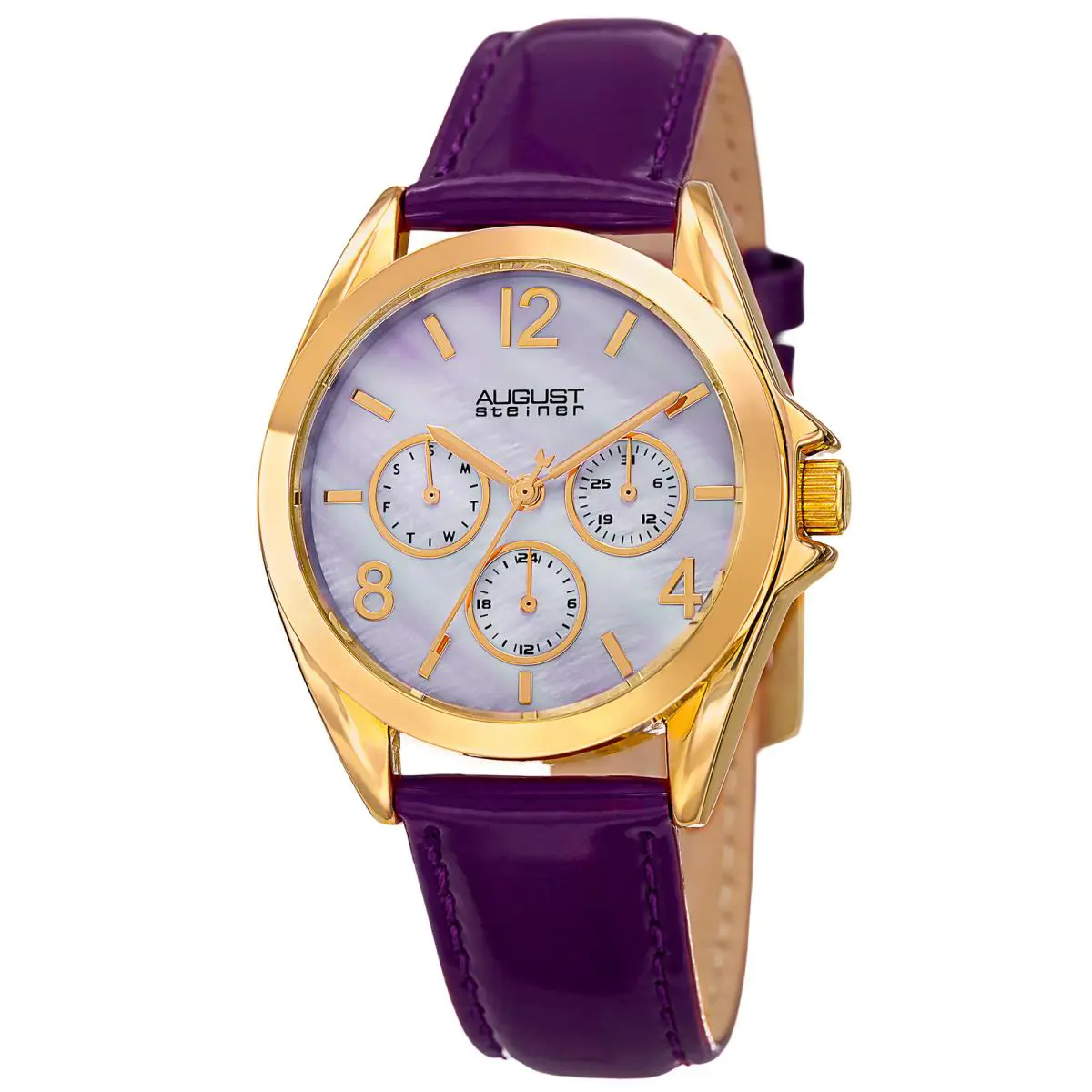 Women`s August Steiner AS8191PU Military Time Date Leather Strap Watch