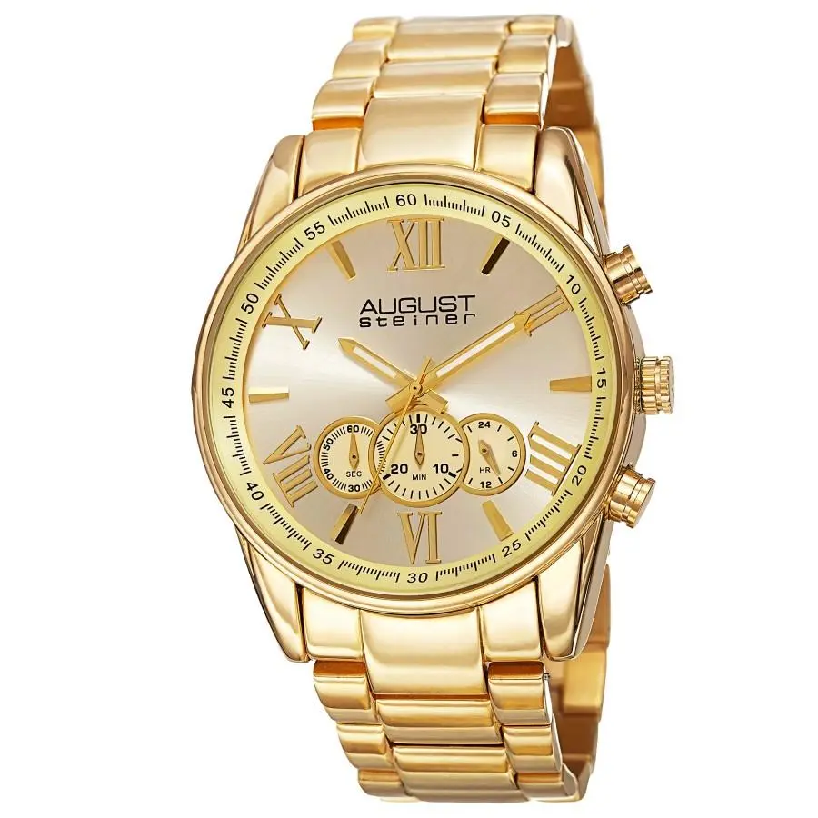 August Steiner Chronograph Quartz Gold Dial Men`s Watch AS8163YG