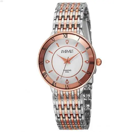 Women`s AS8178TTR Silver and Rose Gold Quartz Watch F1233 by August Steiner