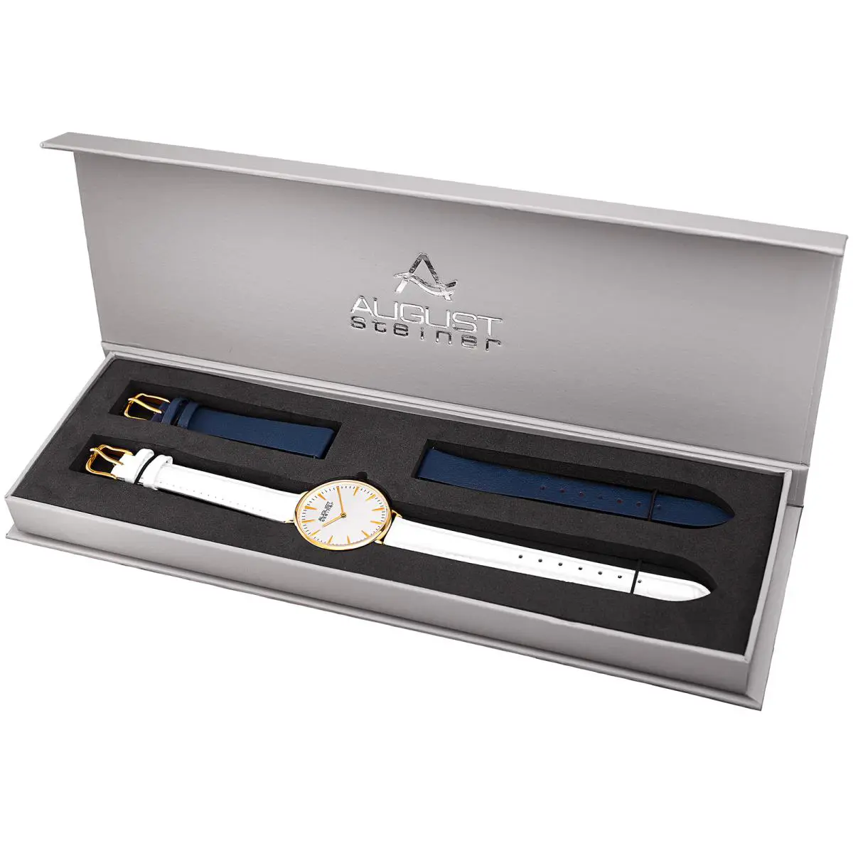 Women`s  AS8206YG-BX Quartz Leather Extra Strap Gift Watch by August Steiner