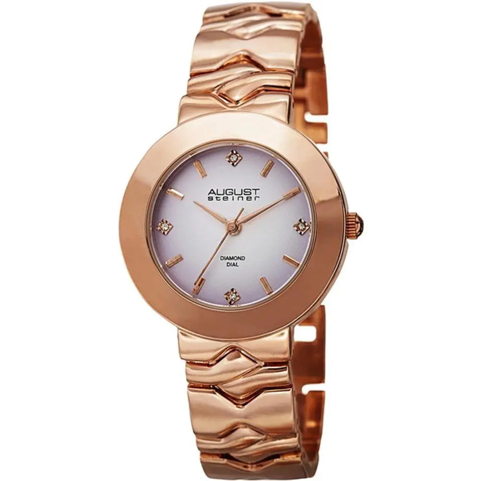 August Steiner AS8157RG Diamond Markers Purple Dial Rosetone Womens Watch