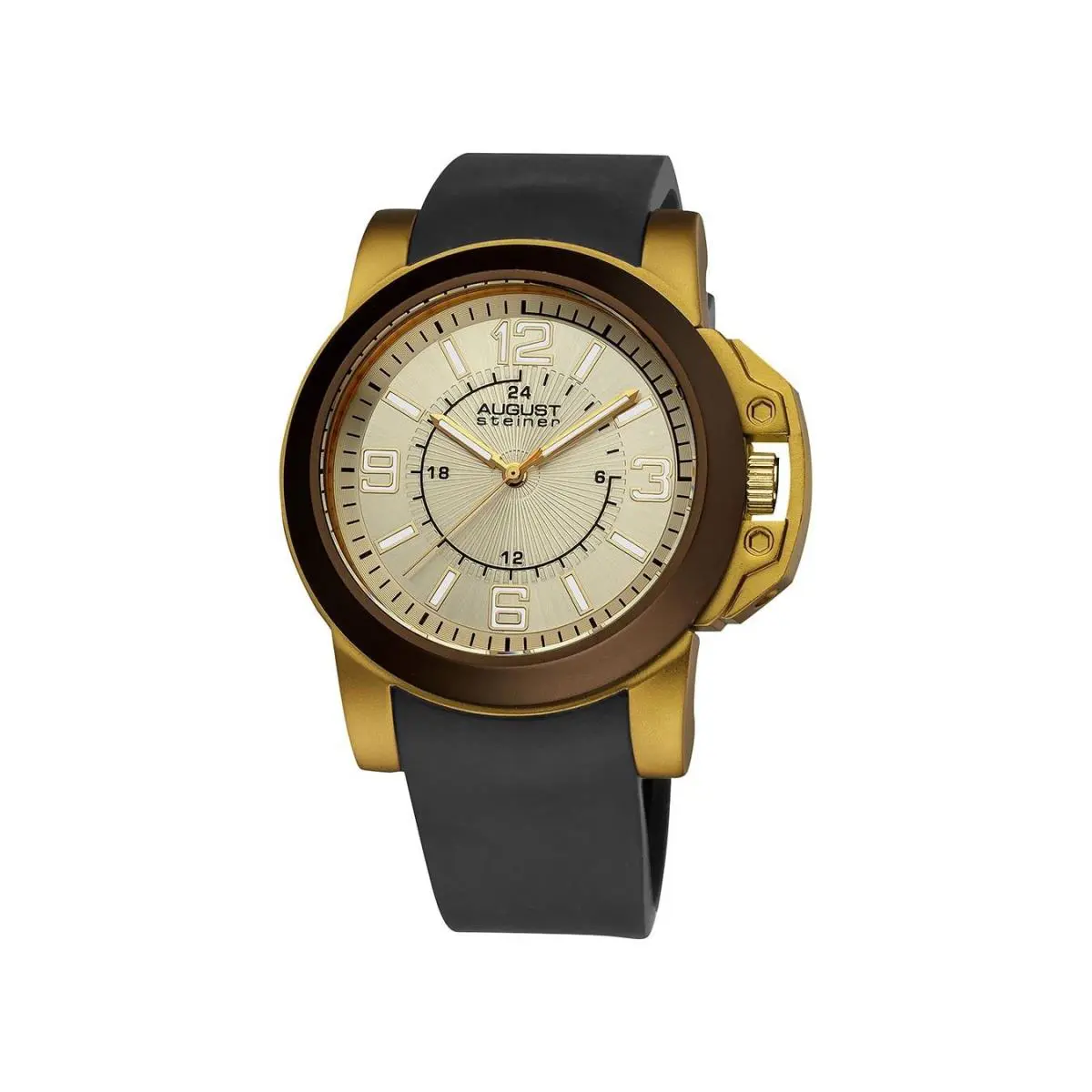 Men`s AS8057BR Quartz Sport Silicone Strap Watch by August Steiner