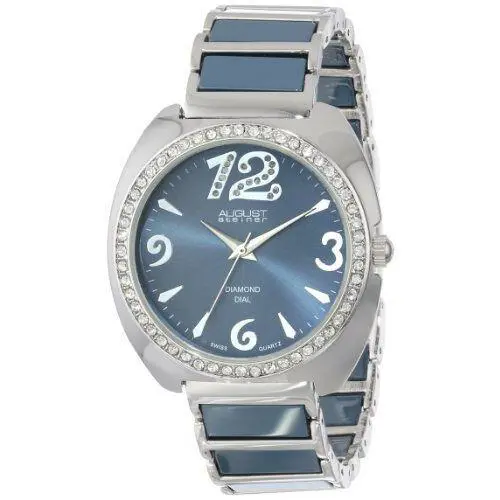 Women`s AS8066GY Swiss Quartz Diamond Crystal Ceramic Wacth by August Steiner