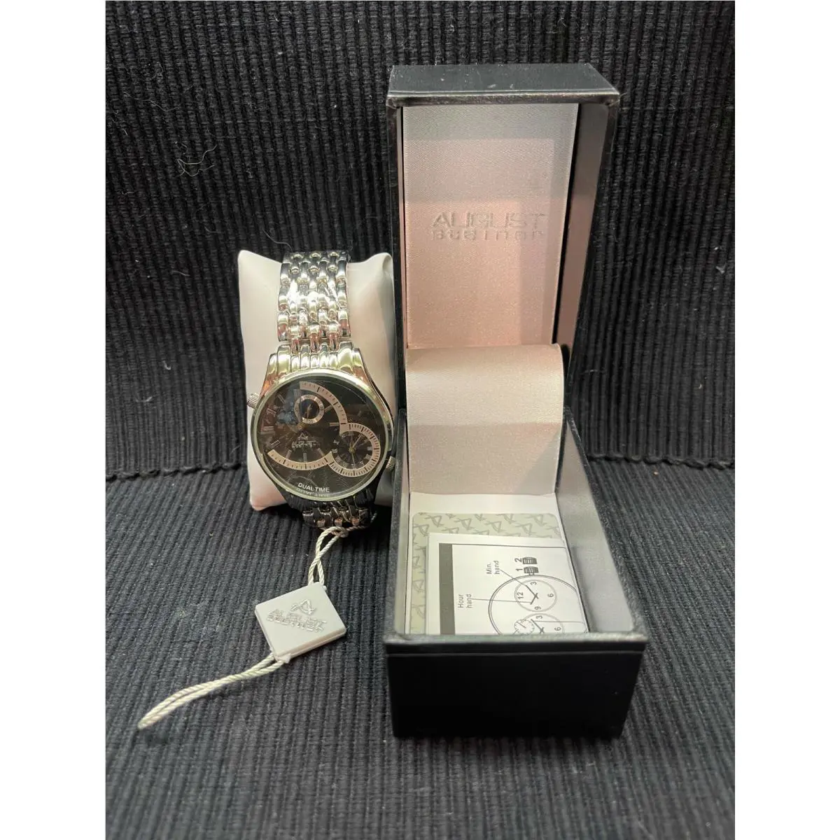 Men`s August Steiner AS8141 Quartz Dual Time Silver Bracelet Watch