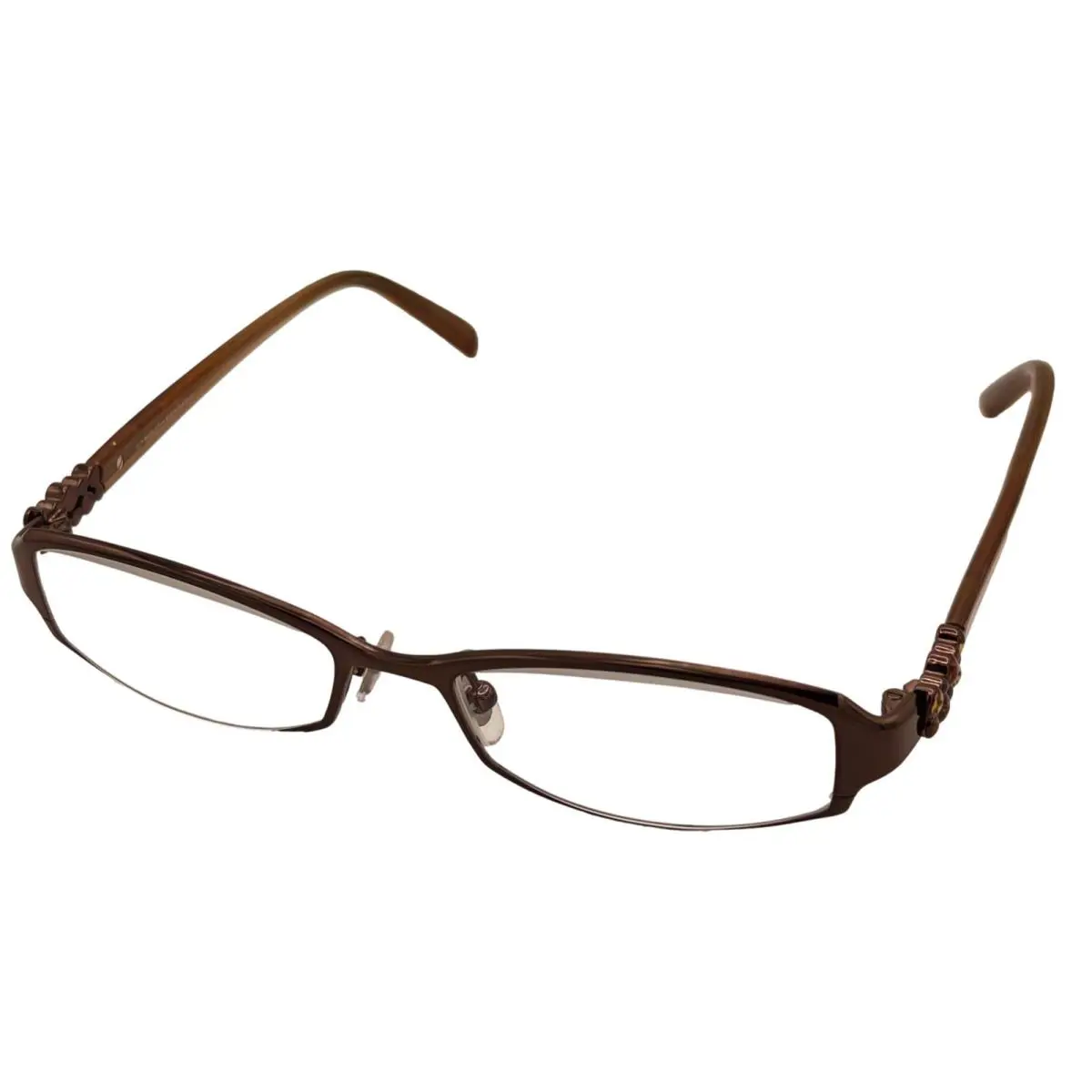 Carolina Herrera Brown Rectangle Metal Reading Glass Frame. H119. 49mm. 2.5X