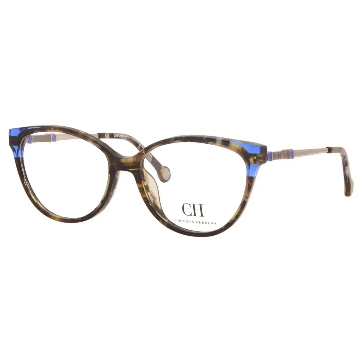 Carolina Herrera Vhe 851K 0743 Tortoise Blue Eyeglasses 53/15/140
