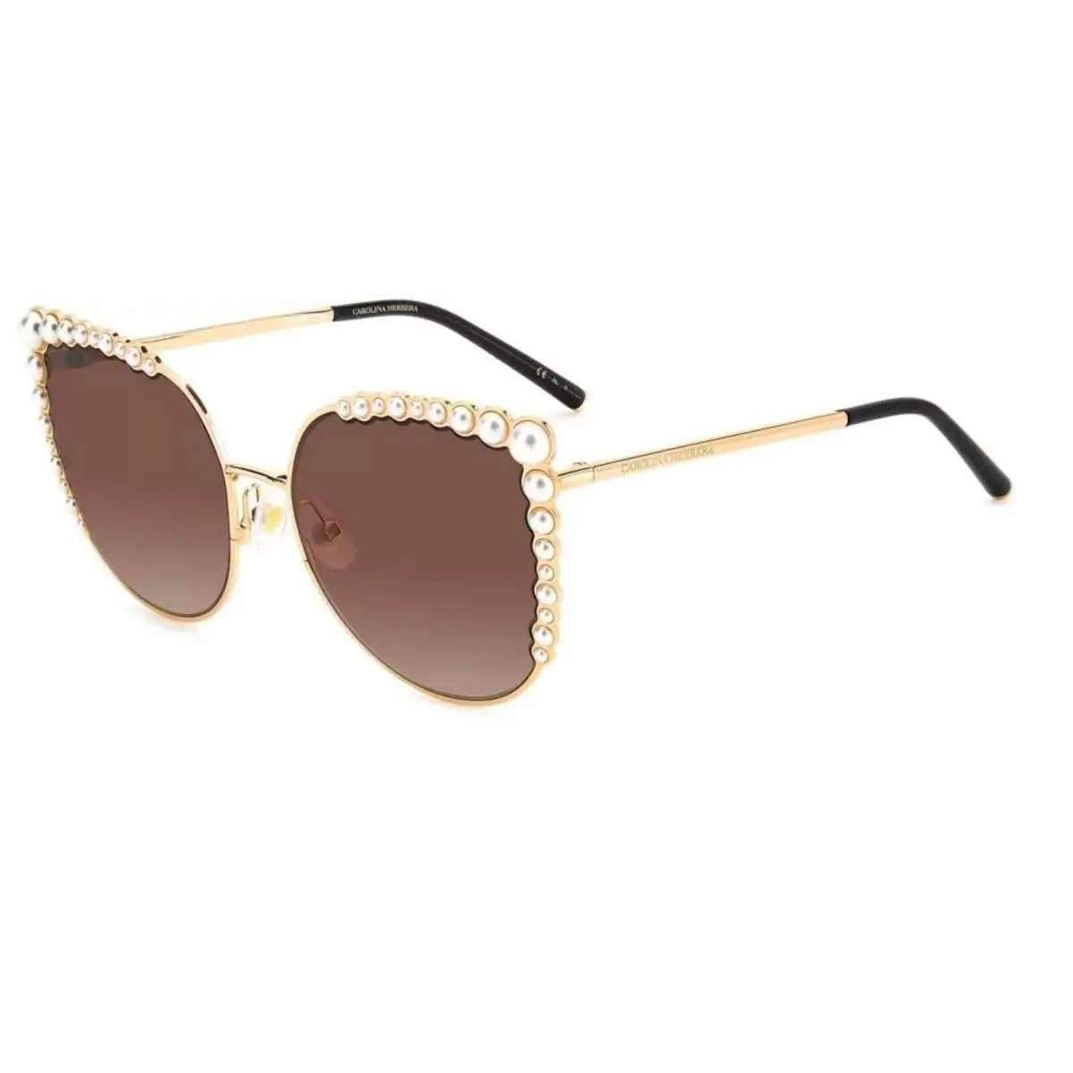 Carolina Herrera Her 0076/S 000/HA Gold Pearl Women`s Butterfly Sunglasses