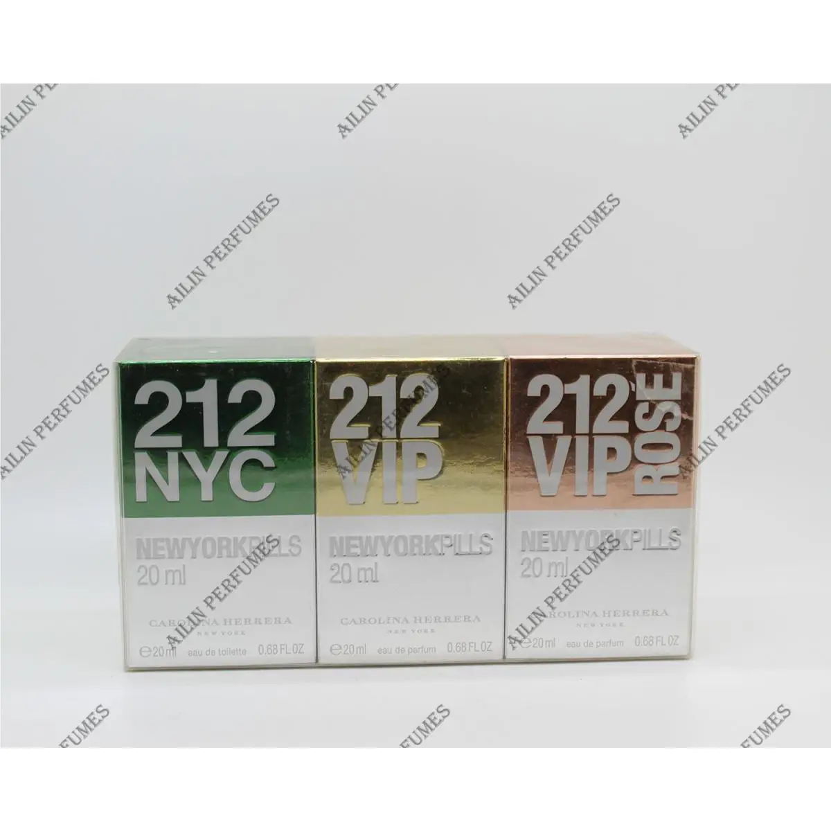 212 Newyorkpills by Carolina Herrera 3 Pcs Set Edp 0.68oz 20ml Spray For Women