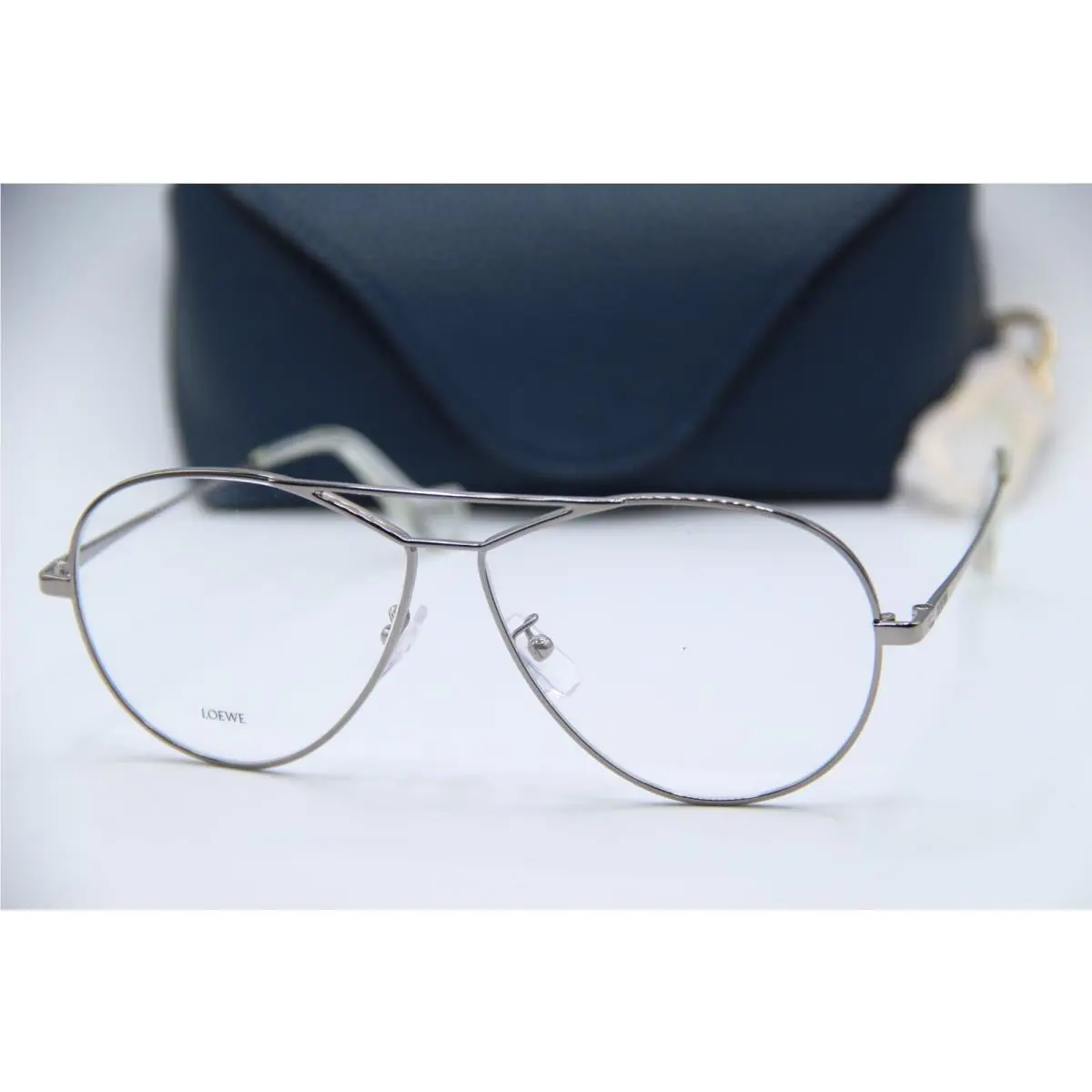 Loewe LW50005U 012 Silver Clear Eyeglasses W/case 58-11