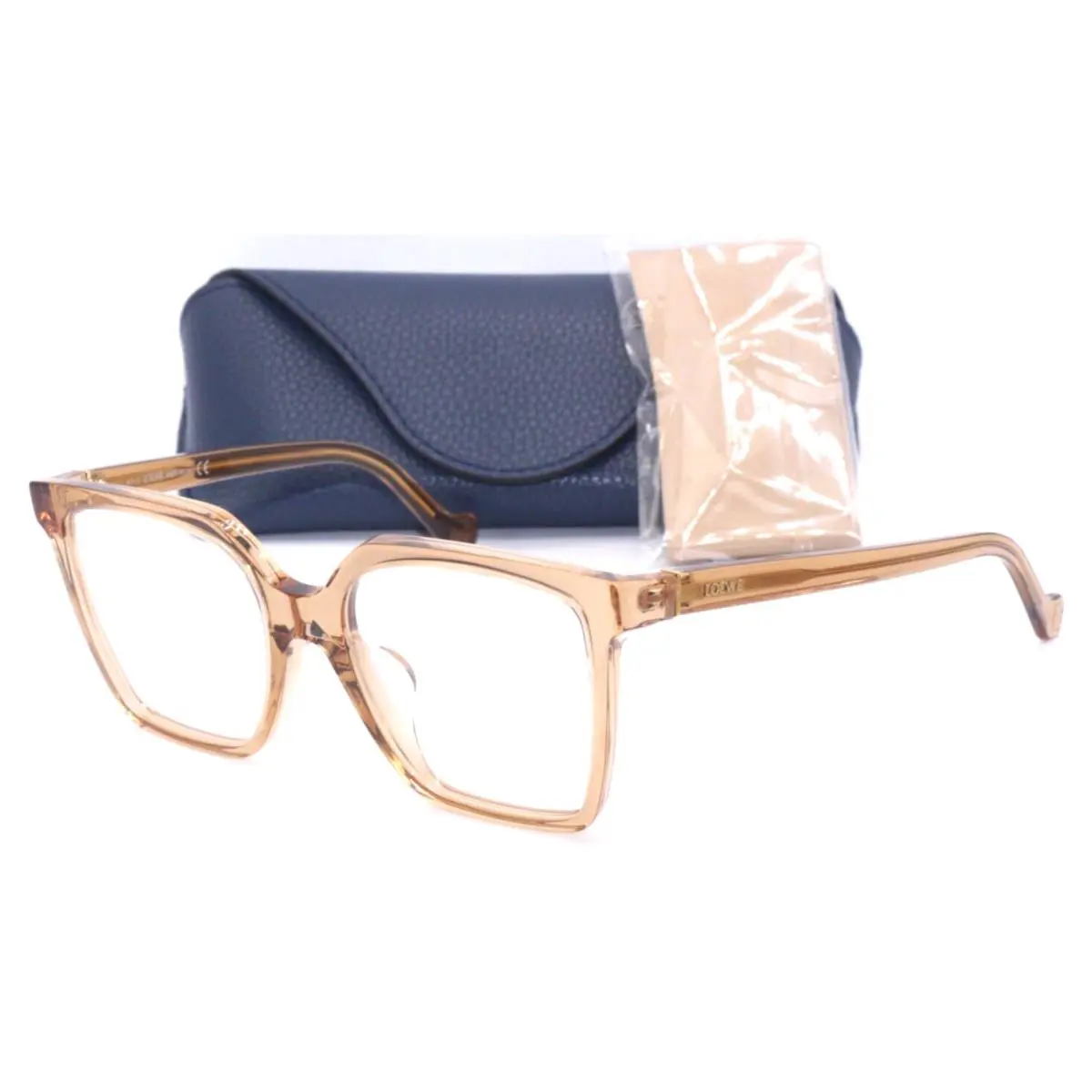 LW 50034U 045 Oversized Crystal Peach Eyeglasses Frame 55-19 by Loewe
