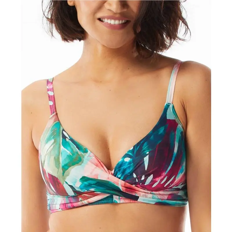 Coco Reef Women`s Contours Diamond Wrap Bikini Top Green/blue 40C