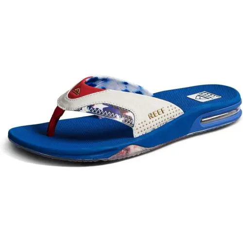 Reef Fanning Flip Flops Mens 8 Patriotic Red White Blue Usa Sandal - Blue