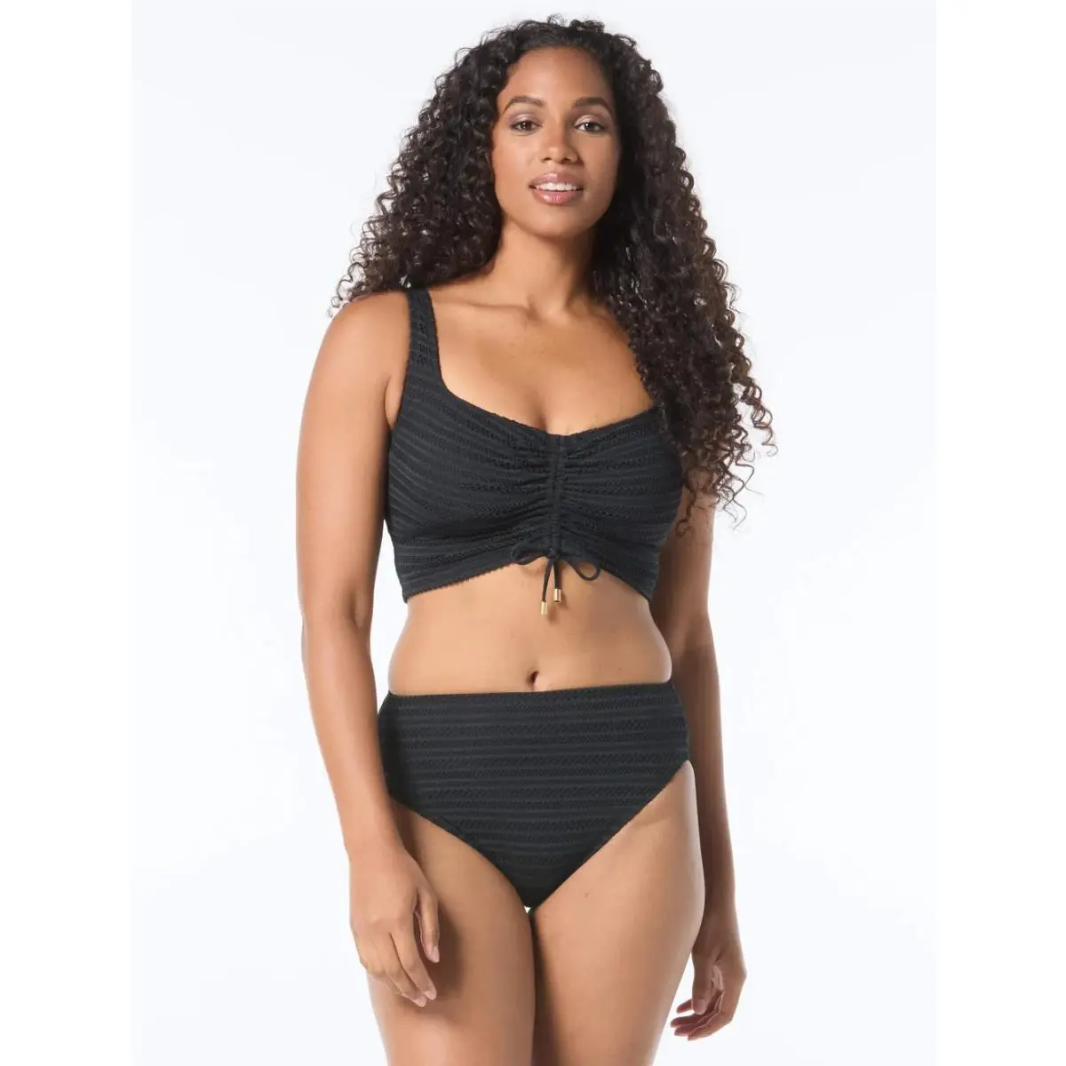 Coco  Elevate Bra Sized Shirred Underwire Bikini Top Color Black Siz 38D by Reef