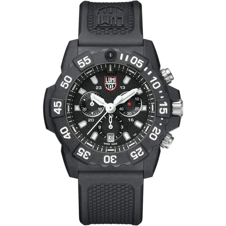 Luminox Navy Seal Chronograph Black Dial Silicone Strap Men s Watch XS.3581 - Dial: Black, Band: Black, Bezel: Black, White