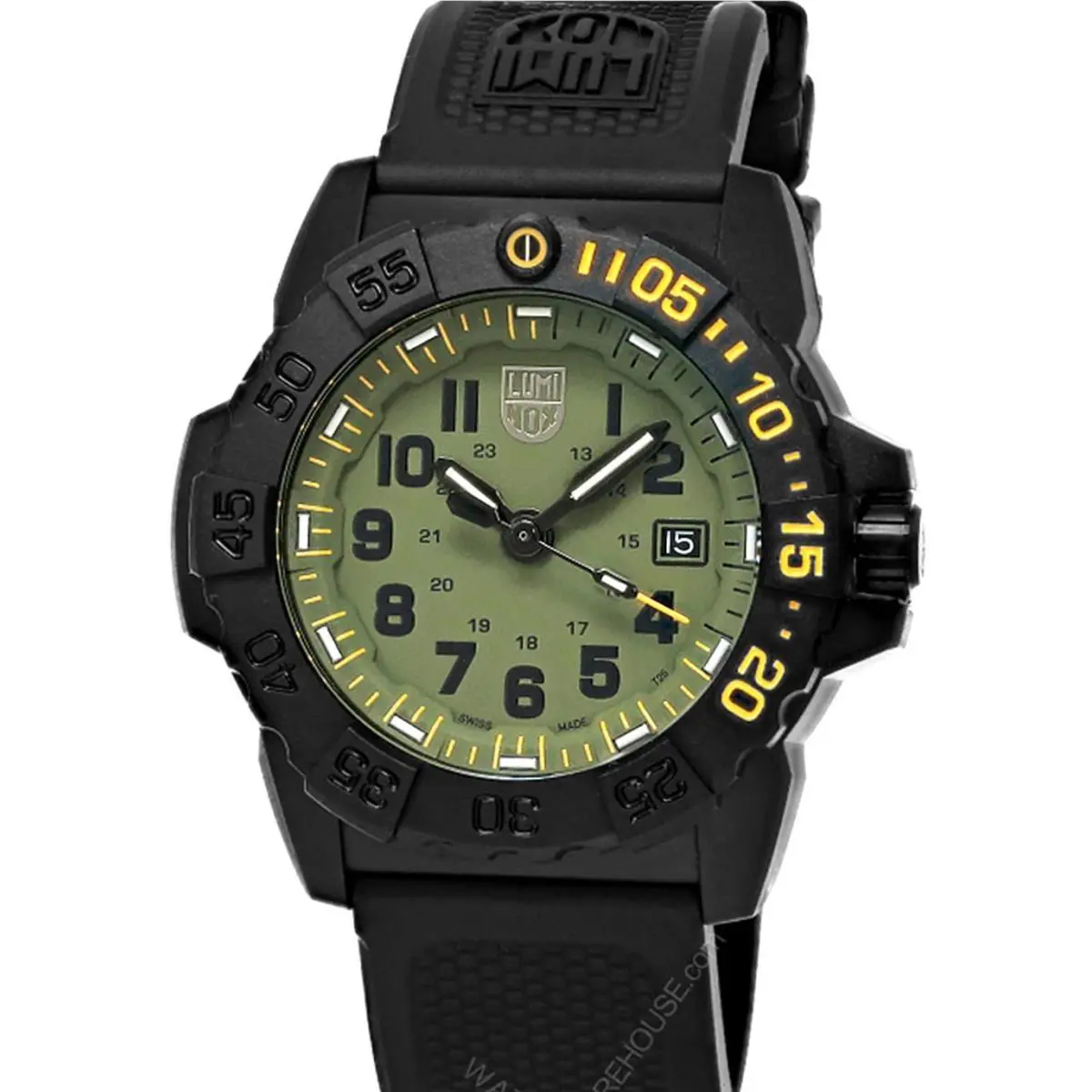 Luminox Navy Seal Foundation Military Dive Quartz 45MM Watch XS.3517.NSF.SET - Dial: Green, Band: Black, Bezel: Black