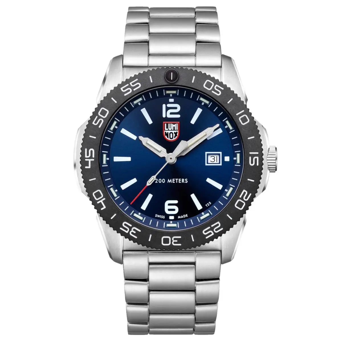Luminox Pacific Diver XS.3123 Blue Dial Stainless Steel 200M Quartz Men`s Watch - Dial: Blue, Band: Silver
