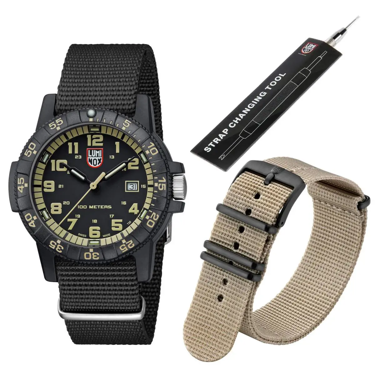 0333 Men`s Sea Turtle Giant Black Nylon Strap Quartz Watch Set by Luminox