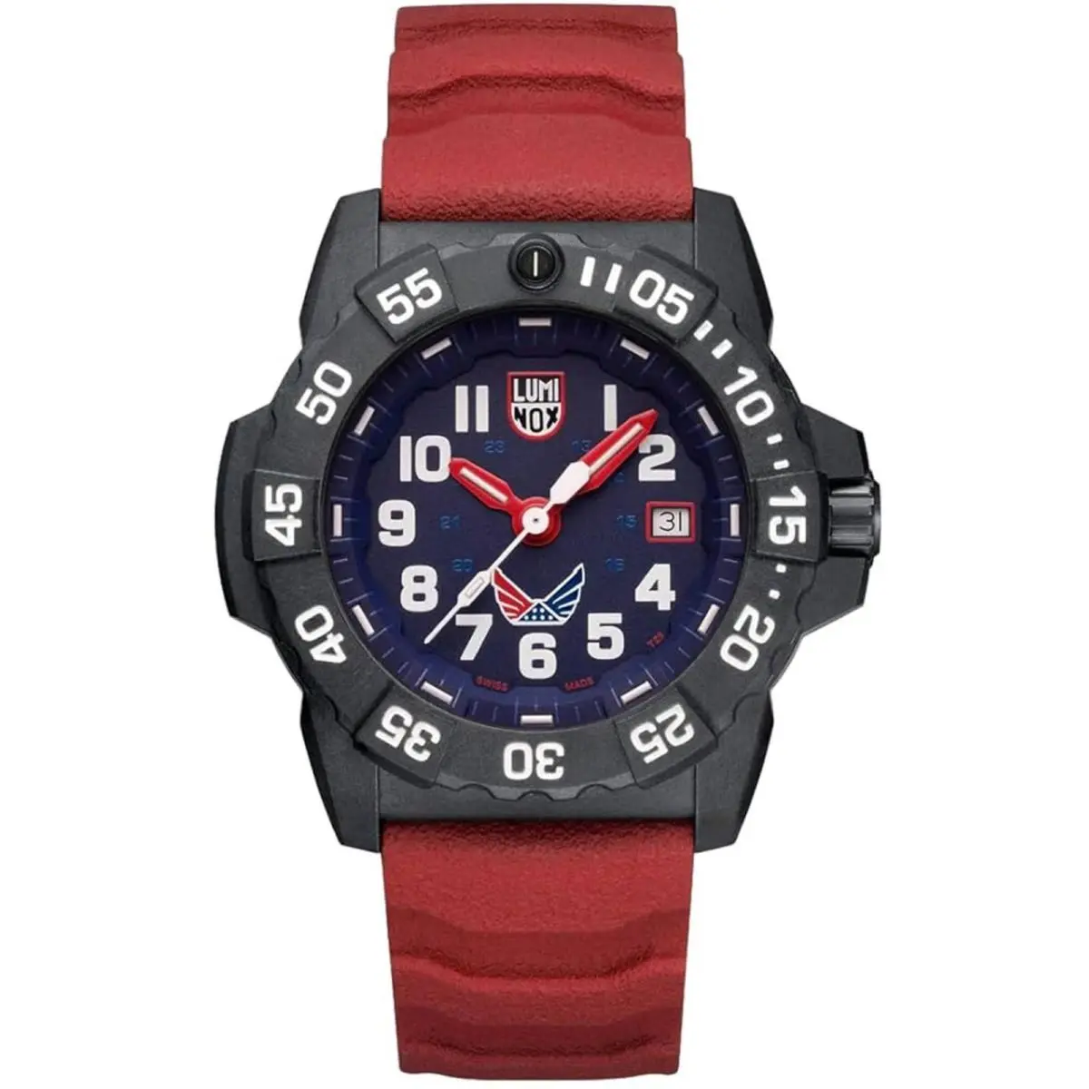 Luminox Men`s Watch Volition Quartz Blue Dial Red Rubber Strap XS.3501.LM.VO.SET