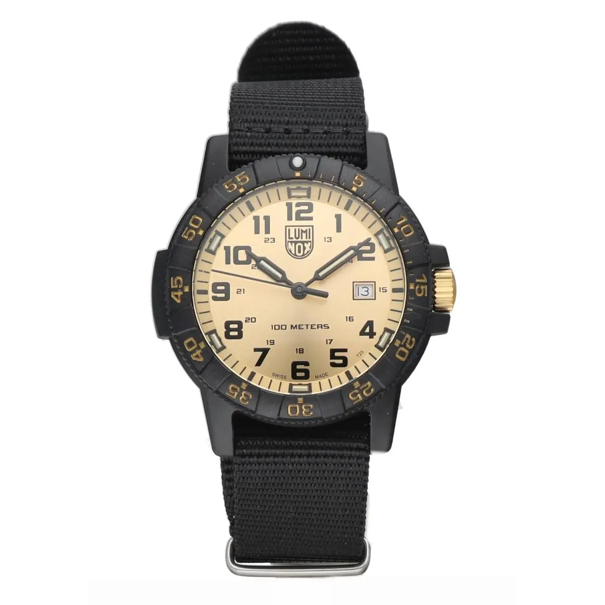 Luminox XS.ZC25.GP Sea Turtle Giant 44 Gold Dial Nylon Carbon Quartz Men`s Watch