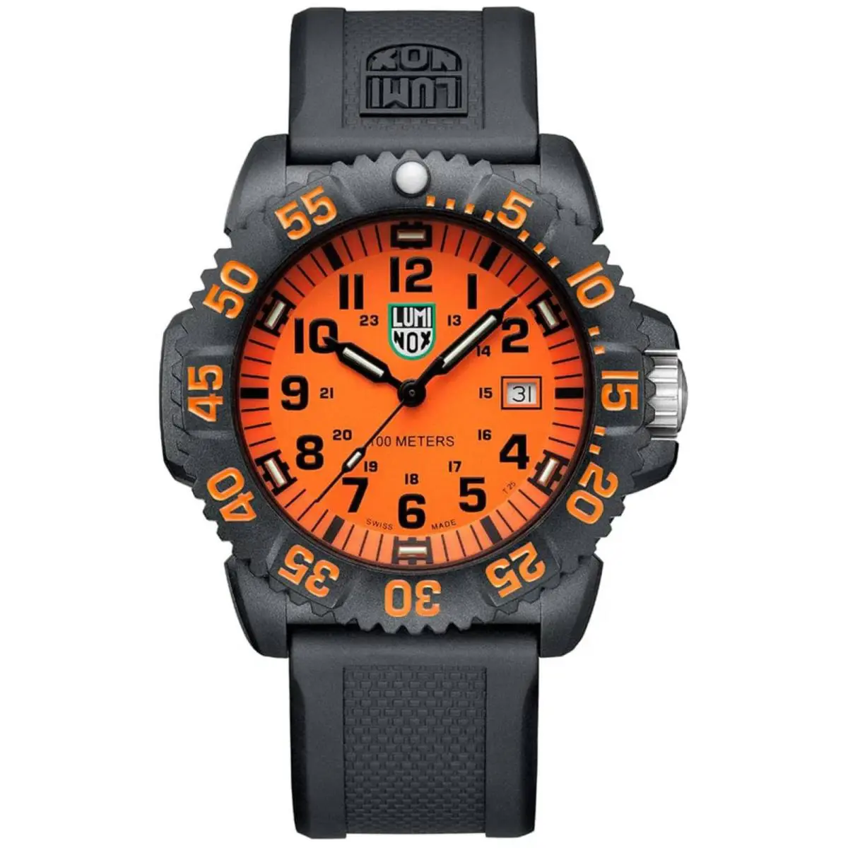 Luminox Men`s Watch G Sea Lion Quartz Orange Dial Black Rubber Strap X2.2059.1
