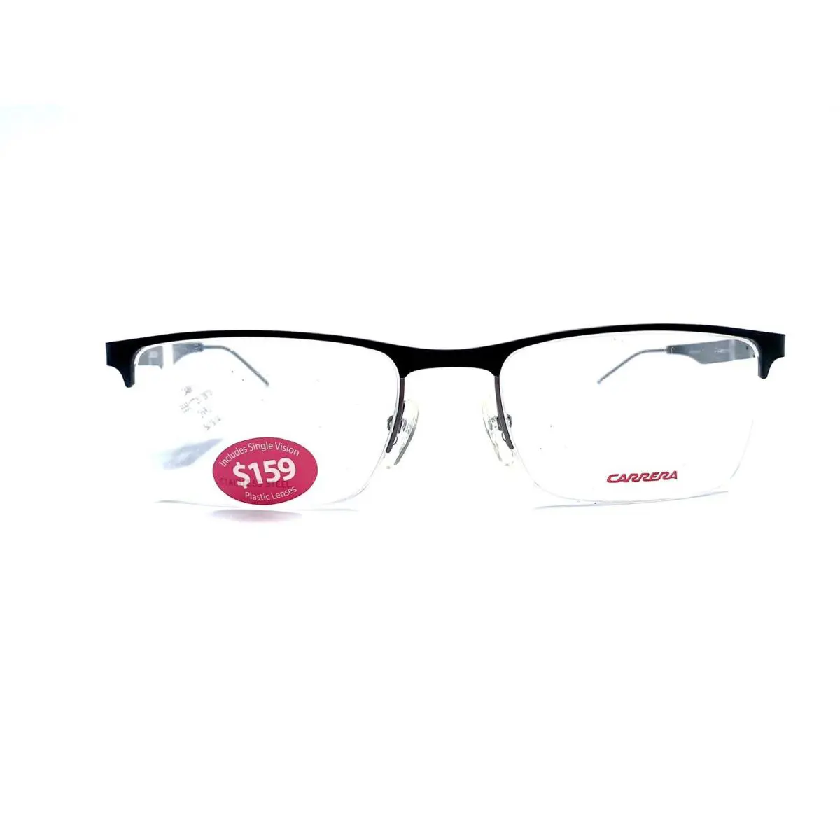 Carrera Black Metal Rectangular Half Rim Eyeglasses CA8810 Yih 54 19 140 - Frame: Black