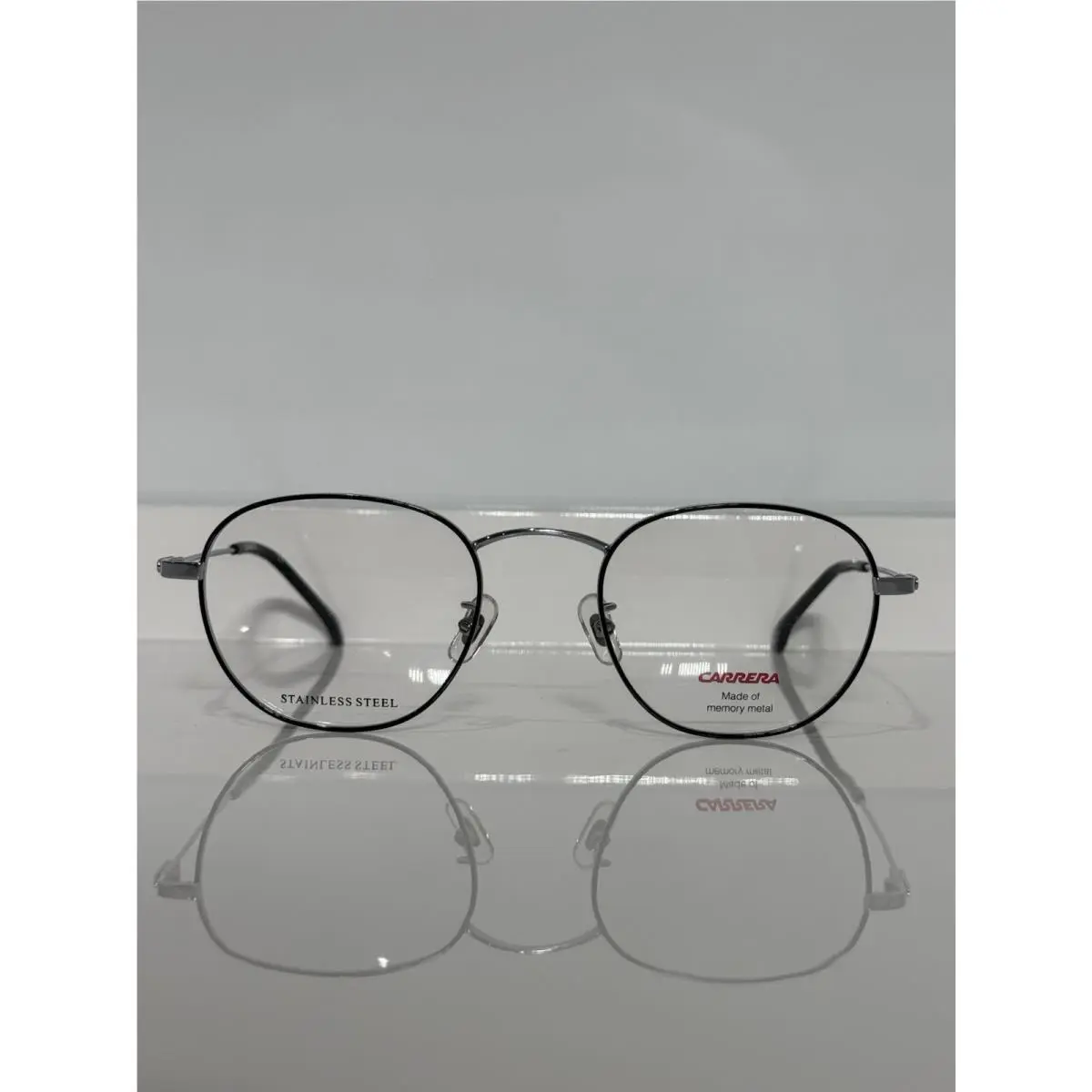 Carrera 217/G 84J Black Outline Stainless Steel Soft Round Eyeglasses 50mm