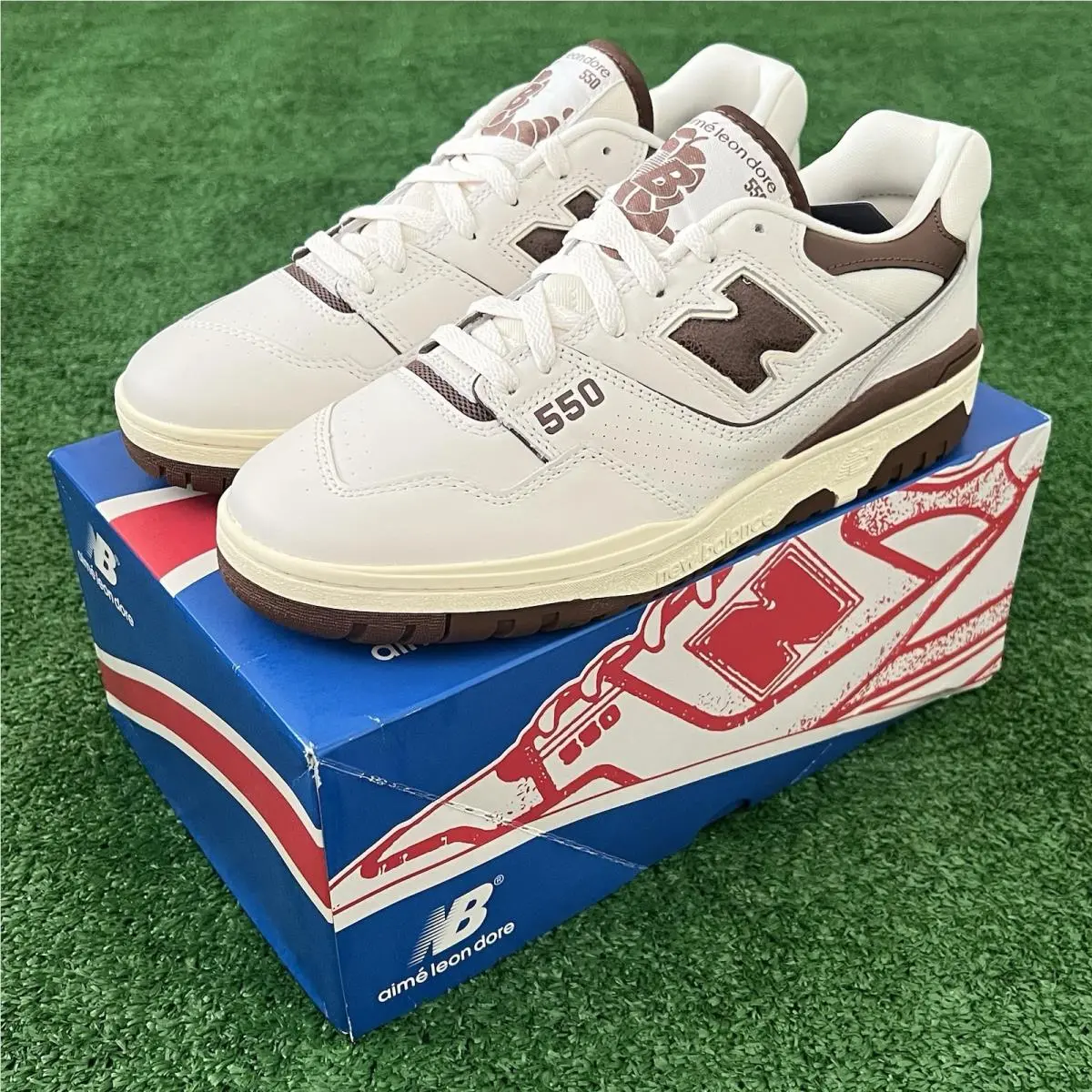 Aime Leon Dore x New Balance 550 Mens Size 10 Brown White BB550AB1 New Deadstock