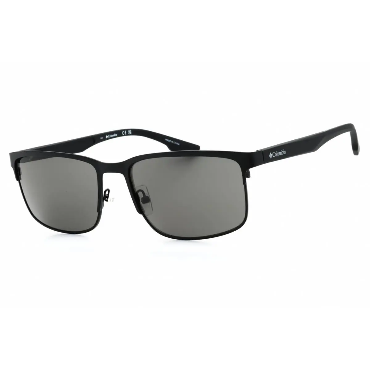 Columbia Men`s Sunglasses Satin Black Rectangular Full Rim Metal Frame C125S 002