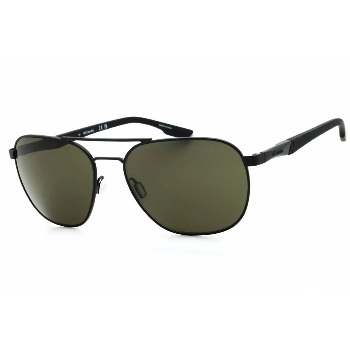 Columbia Men`s Sunglasses Satin Black Aviator Full Rim Metal Frame C118S 002