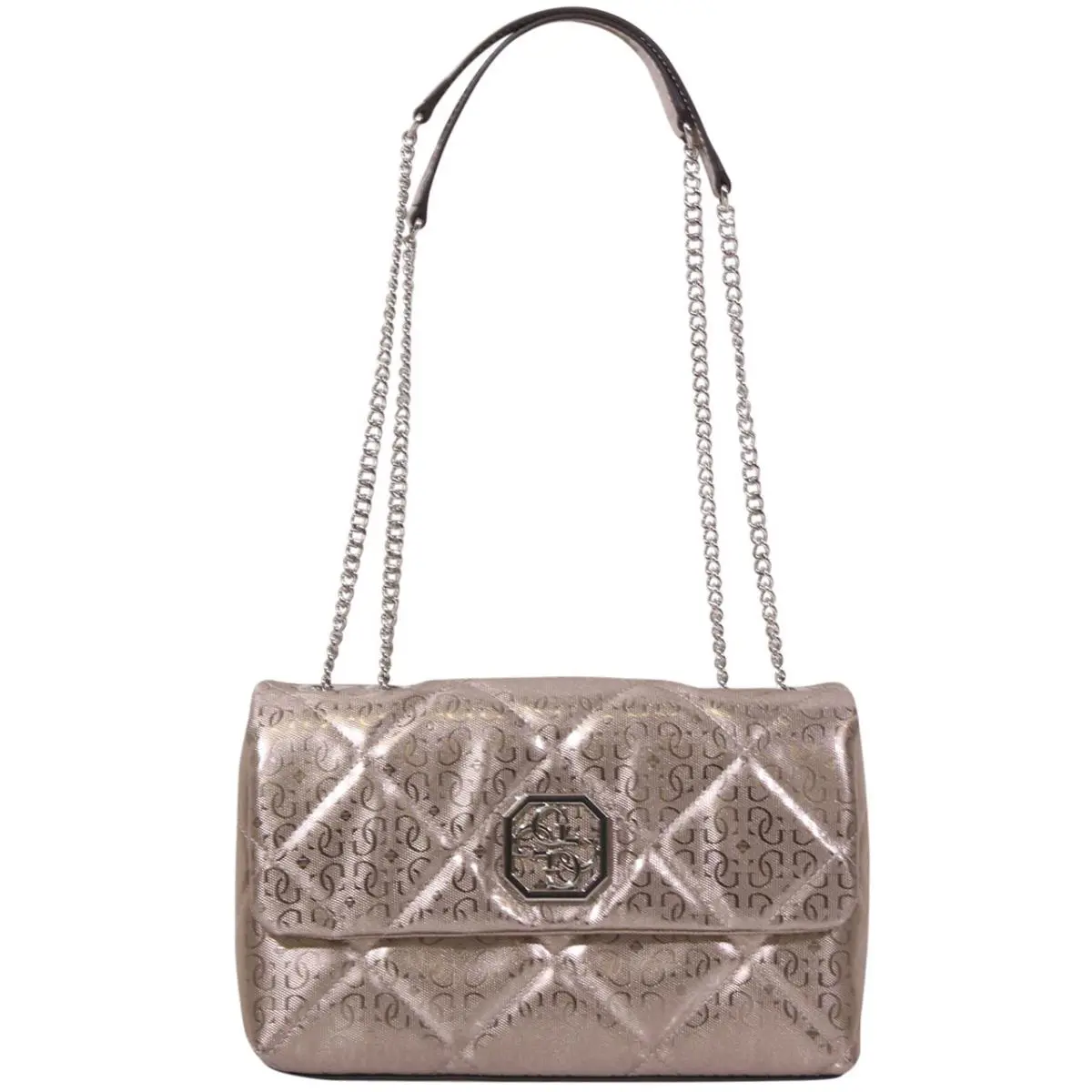 Guess Women`s Dilla Convertible Crossbody Handbag Quilted Pewter SG797121