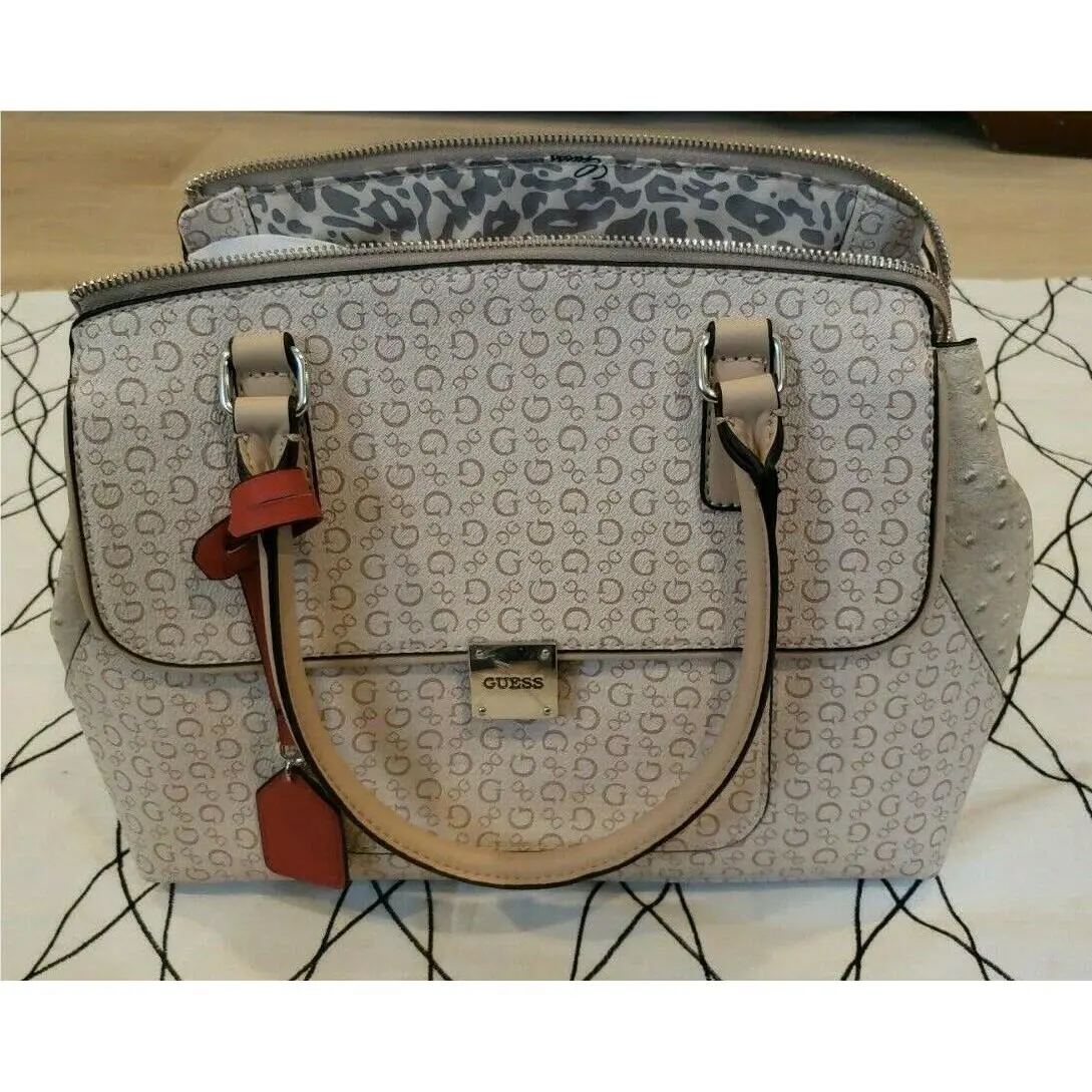 Guess Factory Logo Burnley Girlfriend Satchel Bag Handbag