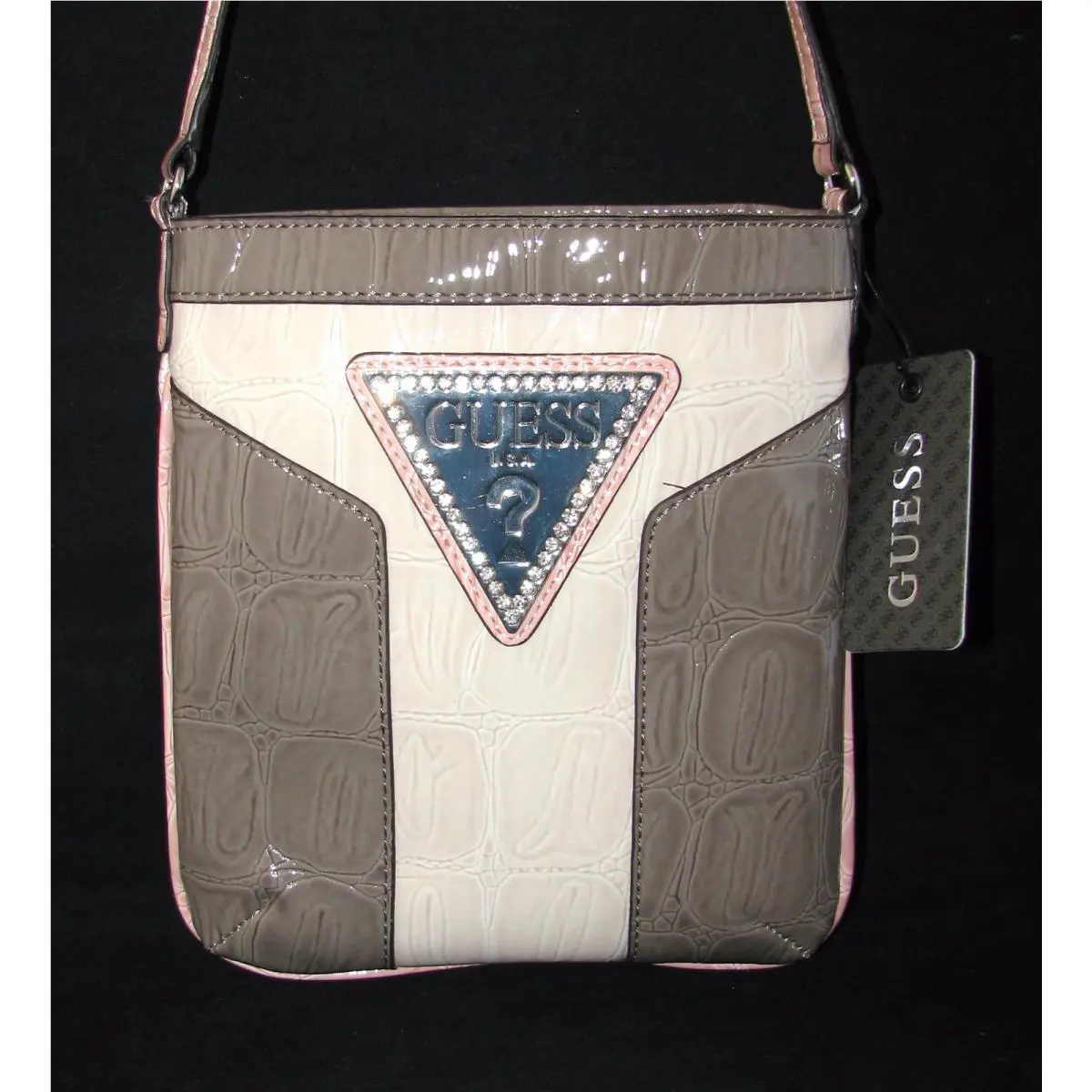 Guess BY Marciano Jamari Stone Multi Patent Leatherette Crossbody Handbag-new
