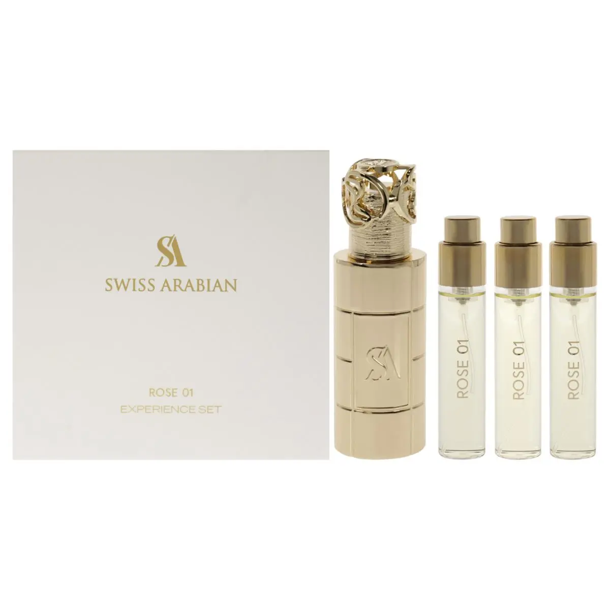 Rose 01 by Swiss Arabian - Perfume For Men and Women - 4 pc Gift Set