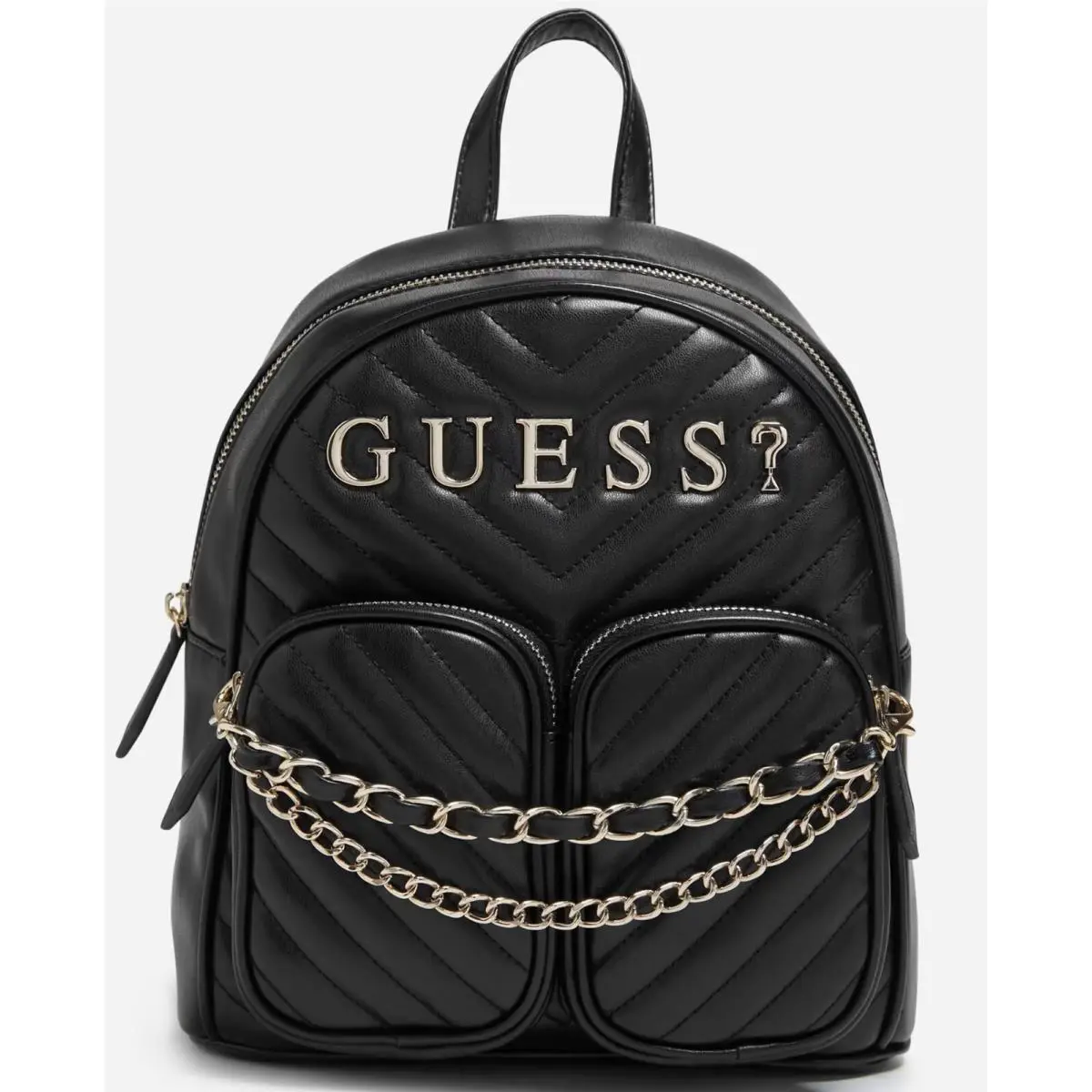 Guess Women`s Quilted Backpack Convertibal Crossbody Handbag Bag - Black