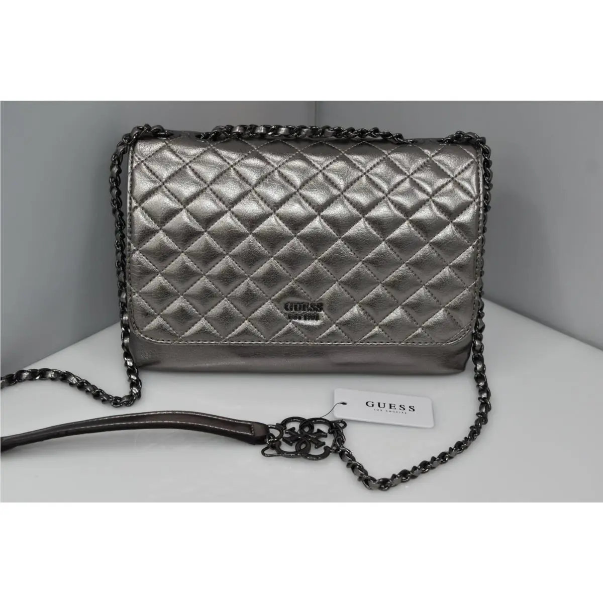 Guess Miriam Pewter Quilted Crossbody MM743621 Handbag