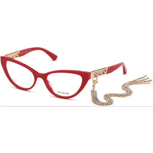 Guess Cateyes Eyeglasses GU2783 066 54-17 140 Red Gold Frames Chain W/crystals