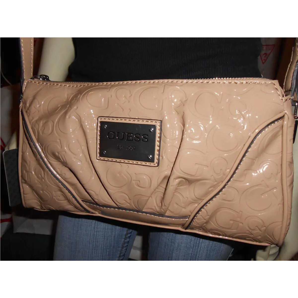 Guess Fiery Beige Cross Body Handbag W/ G-logo All Around