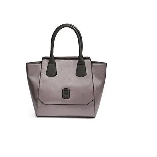 New-guess Asherton Metallic Pewter Leather Carryall Shoulder Hand Bag Purse by Guess
