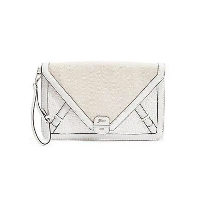 Guess Annalynne Large Clutch Purse Envelope Wristlet White