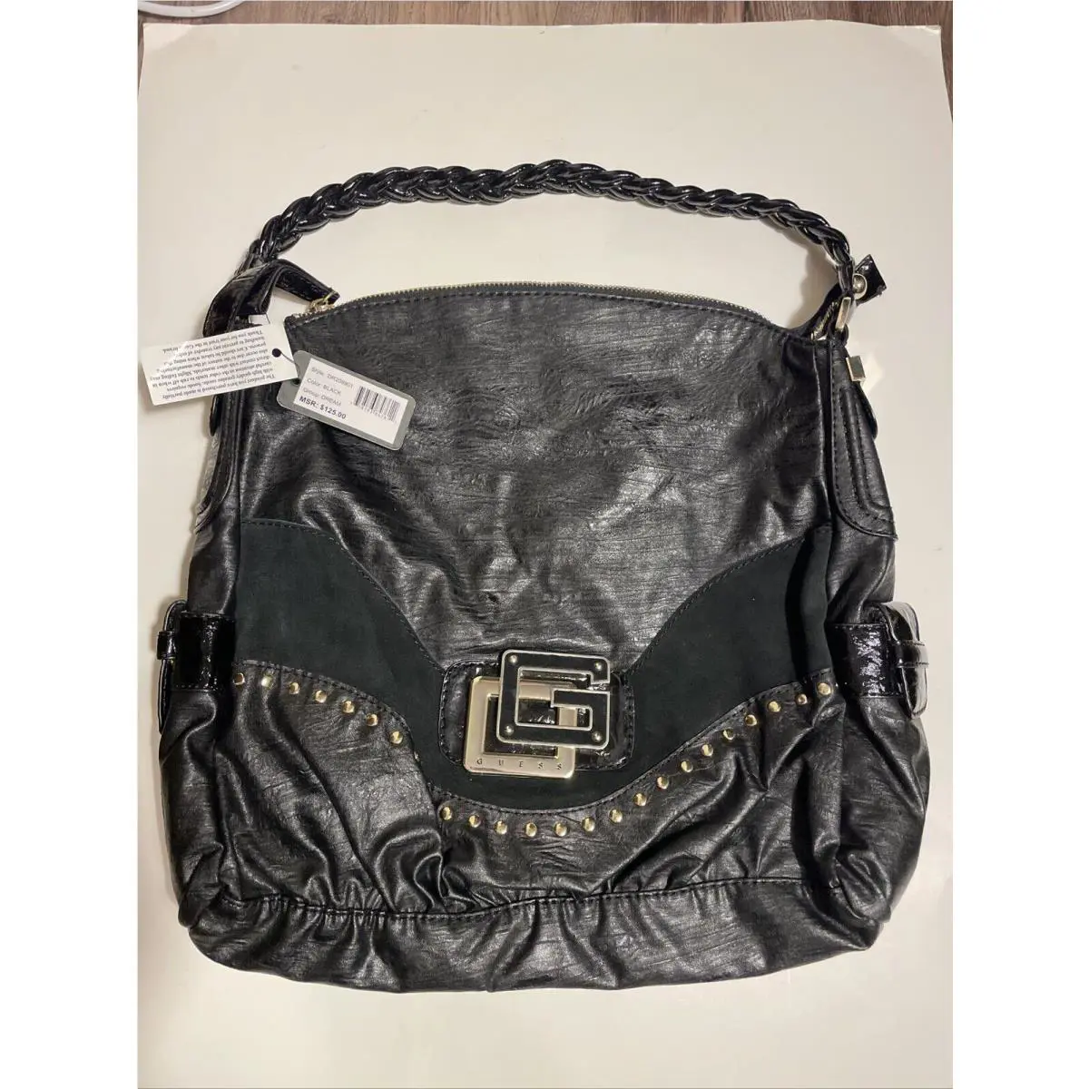 Vtg Y2K  by Marciano Dream Black Studded Tote Hobo Bag Size Large by Guess