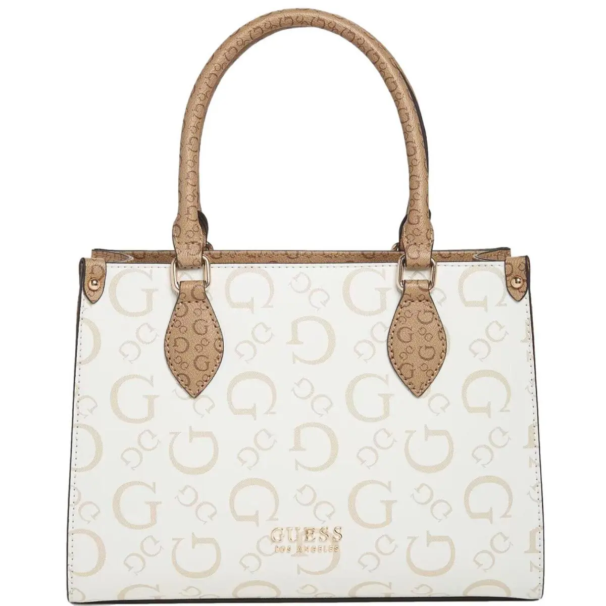 Guess G Logo Print Satchel Crossbody Bag Handbag Purse - White Multi