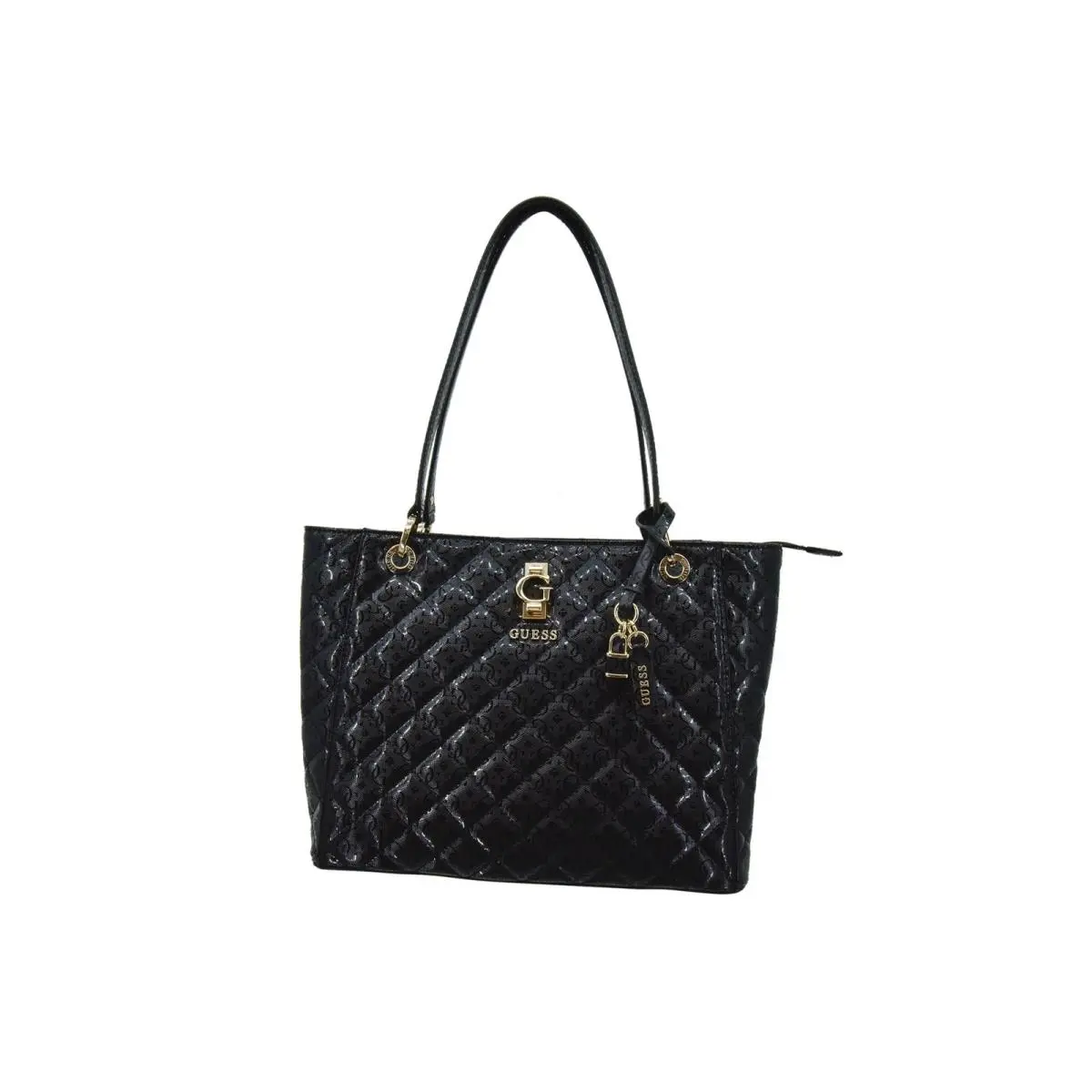 Guess Bessey Women`s Handbag 1-Zip Compartment Noel Tote Bag Black