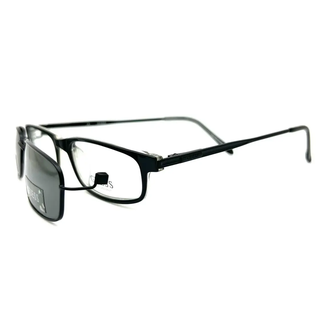 Guess Eyeglasses 1291 with Polarized Clip Black 52-18-140 with Generic Case