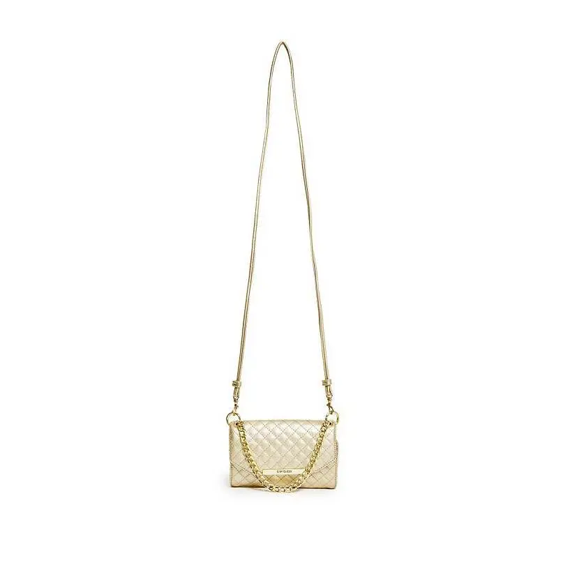 Guess Taylor Gold Quilted Leatherette Trifold Chain Phone Case Crossbody