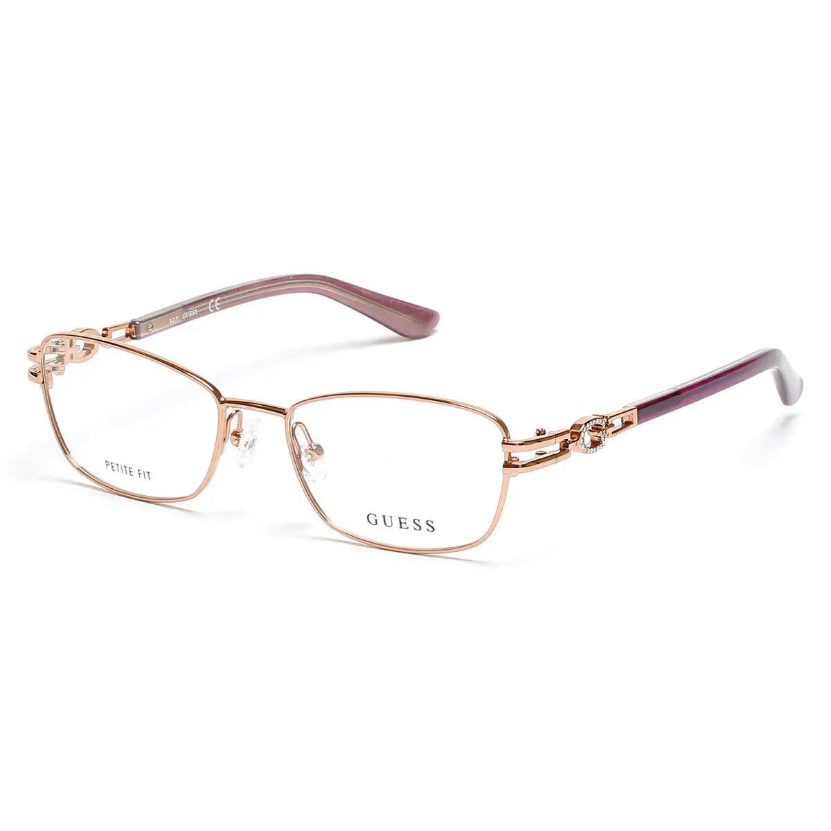 Guess GU2687 Eyeglasses Women Shiny Rose Gold Geometric 53mm