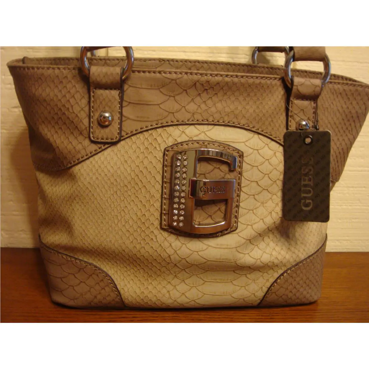 Guess Bromley Stone Tote Handbag W/ Rhinestone